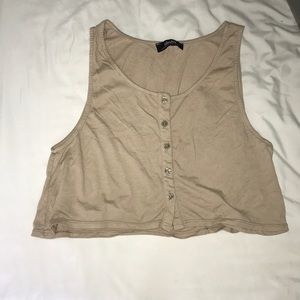 Tan Buttoned Crop Top